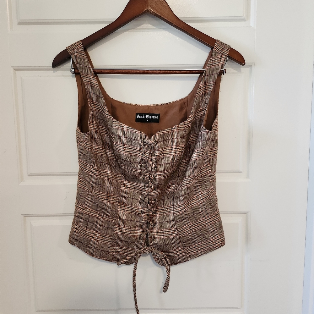 Plaid Lace Vest